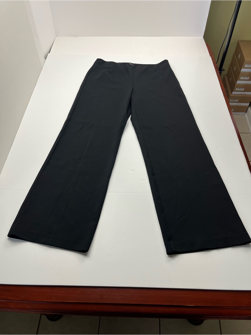 J. McLaughlin Women's Black Wide-Leg Pants Size 10 Stretch‎ Side Zipper Office